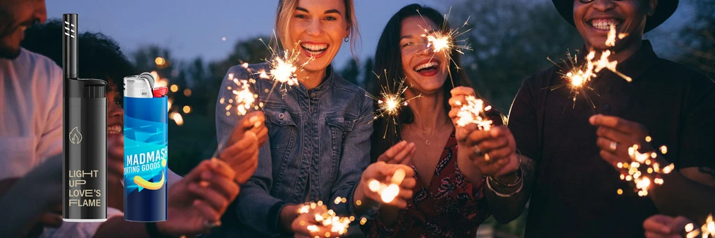 BIC LIghters and happy people with sparklers
