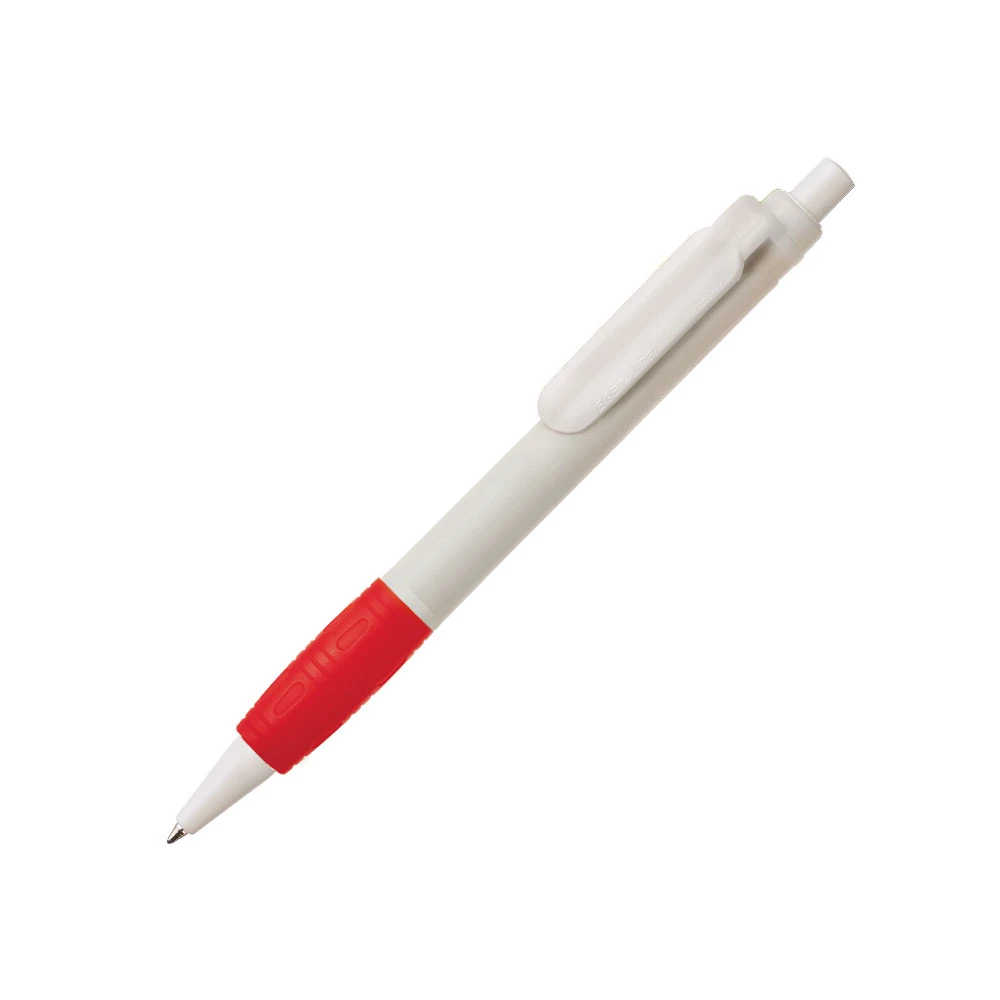 Vegetal Pen Grip - vit penna med rött grepp från Stilolinea