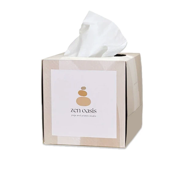 Tissue Box Cube-shaped with custom print "zen oasis"