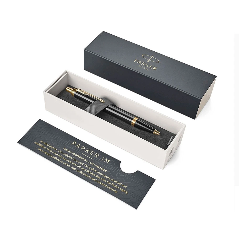 Parker IM Black Gold Trim BP Medium tip inkl presentask – miniatyr 3
