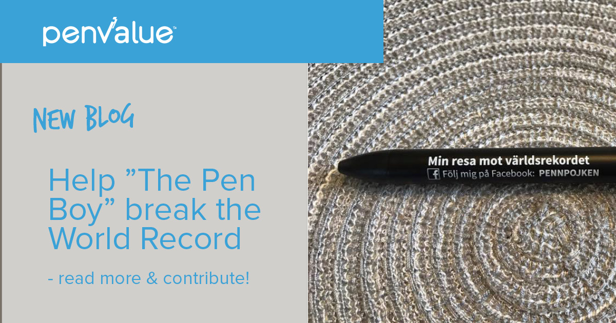 Help "The Pen Boy" break the World Record in promotional pens Adam